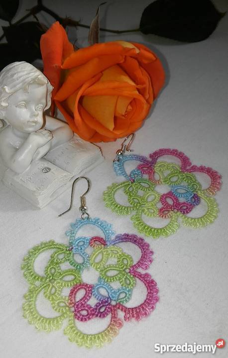 Kolczyki Frywolitkowe Wiśniowa sprzedam