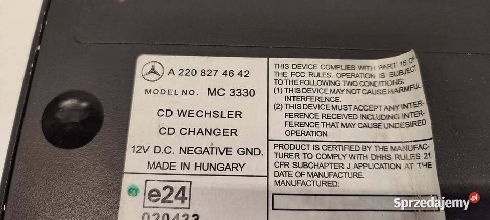 MERCEDES SL R230 ZMIENIARKA PŁYT A2208274642