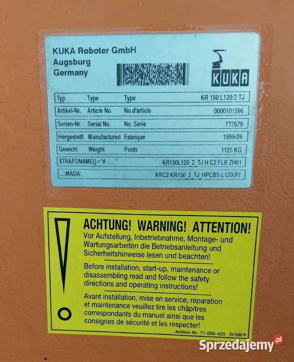 Robot przemysłowy KUKA KR1507 Oś Sterowanie KR lubuskie Gorzów Wielkopolski