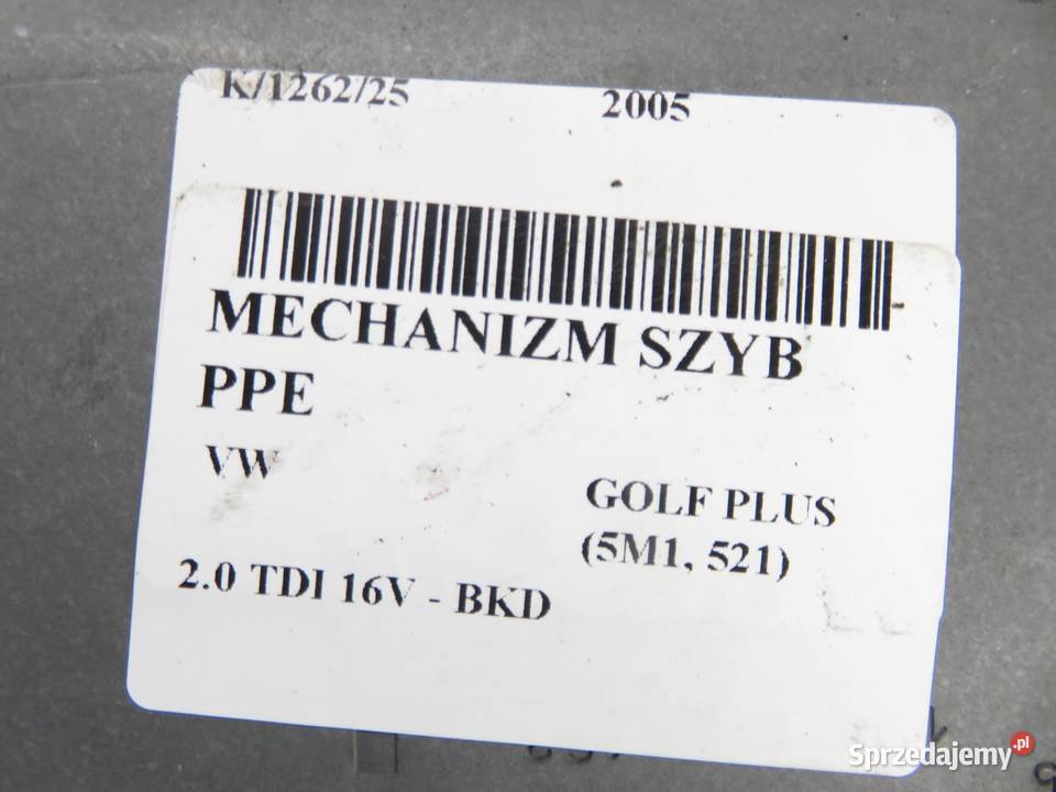 PODNOŚNIK SZYBY PRAWY PRZEDNI VW GOLF PLUS osobowe