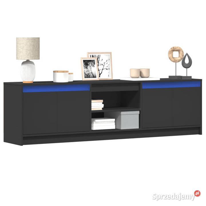 Szafka TV z LED czarna 180x34x50 materiał RTV mazowieckie Warszawa