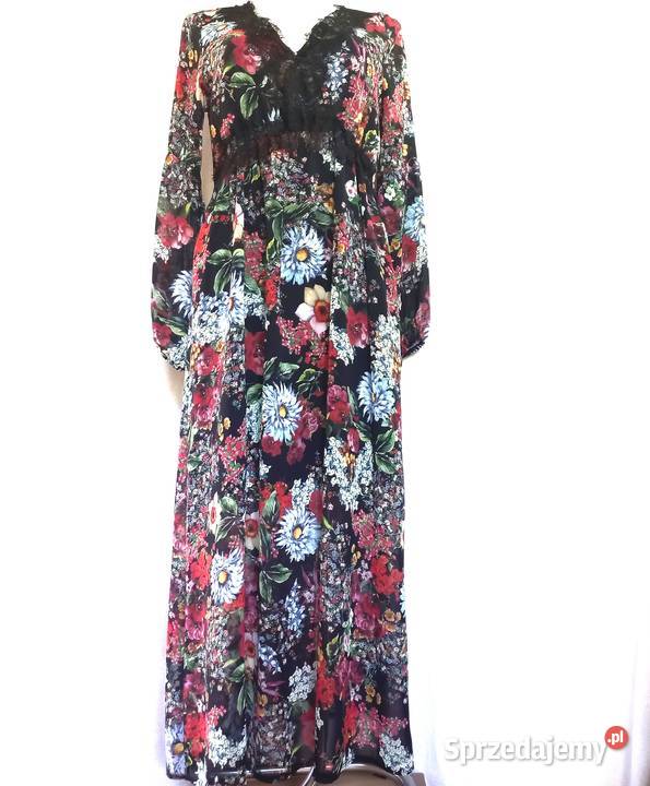 Sukienka długa KWIATY Suknia r40 PREMIUM Białystok