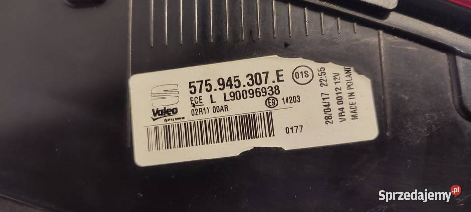 SEAT ATECA LAMPA LEWY TYŁ 575945307E