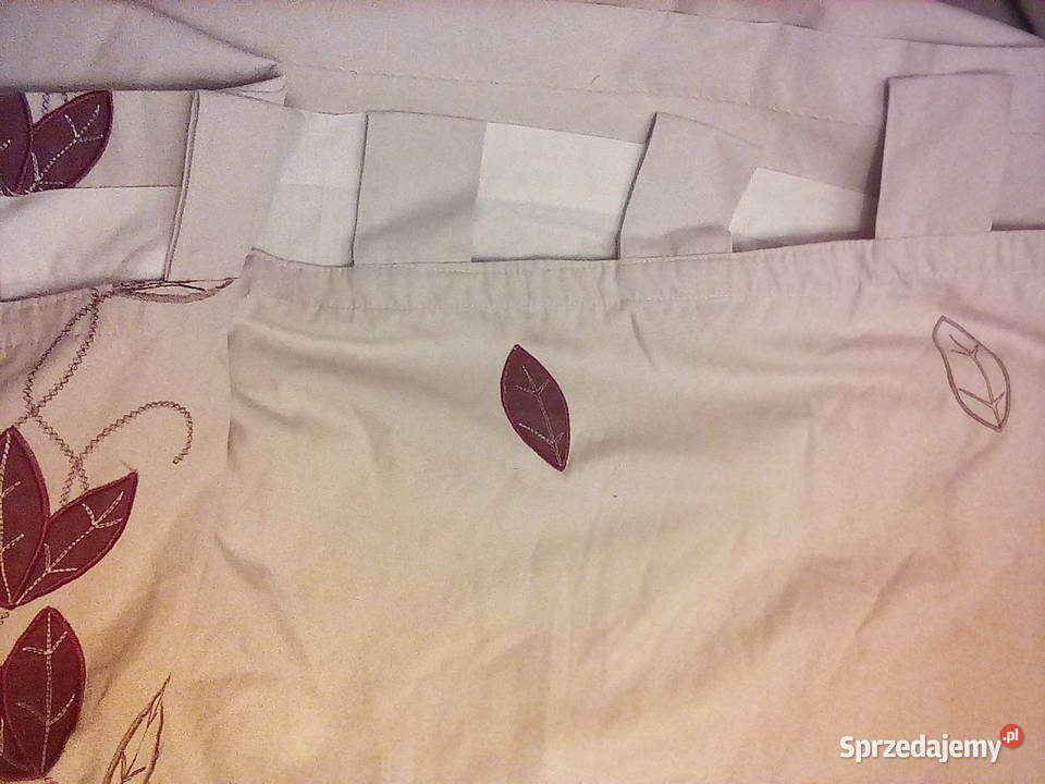 Zasłona z motywem roślinnym kolor jasny brąz