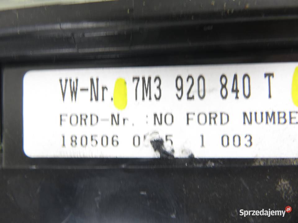 LICZNIK VW SHARAN I 19 TDI PD 115 AUY 7M3920840T