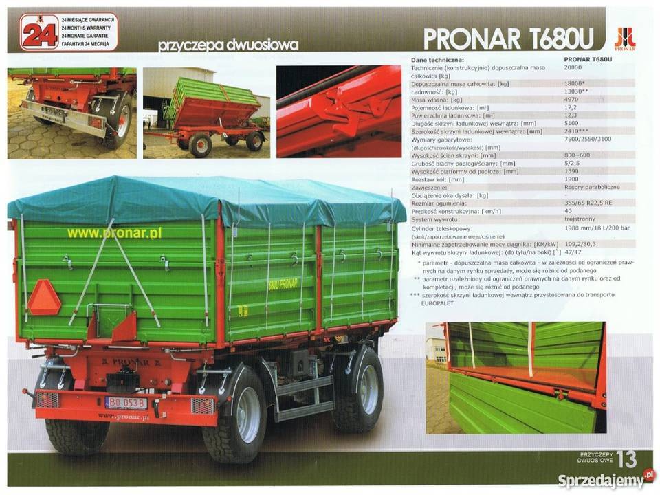 Przyczepa Pronar 8T 10T DOSTĘPNOŚĆ ZARAZ Z Maszyny rolnicze Toruń