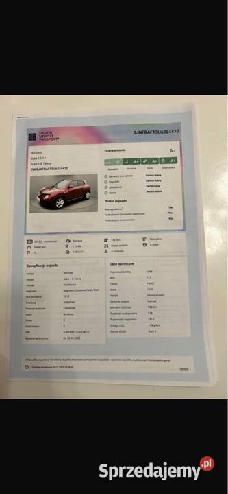 Nissan Juke Tekna 2012 16117 przebieg 65 tuner TV zachodniopomorskie Szczecin