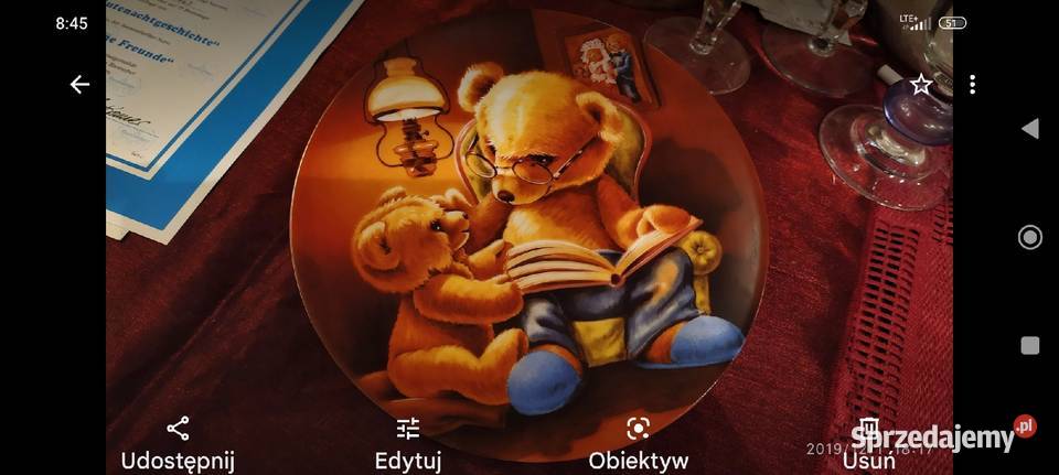 Talerz kolekcjonerski Miś Teddy porcelana Wrocław