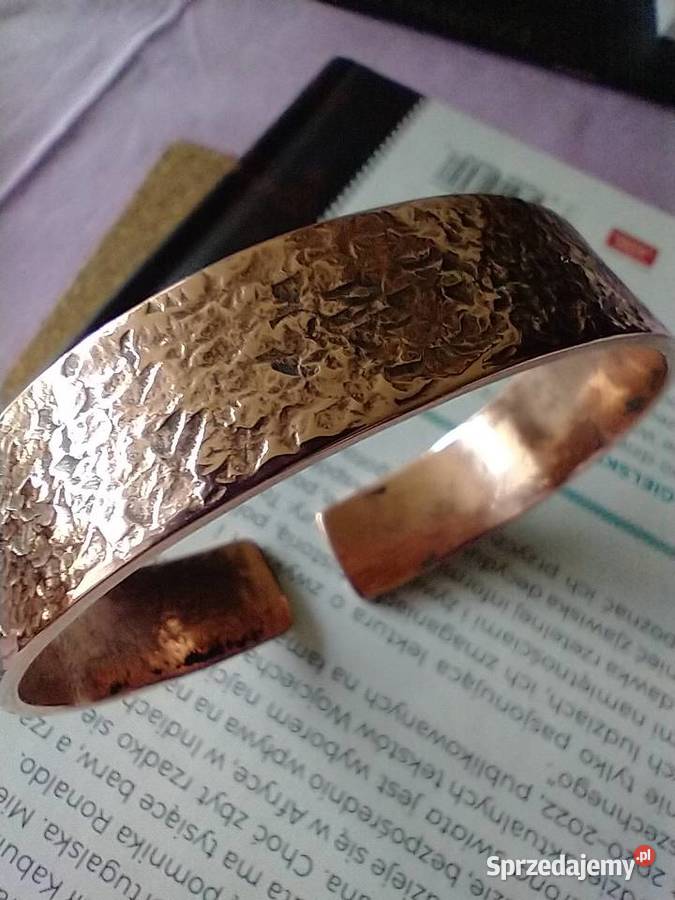 Szeroka kuta bransoleta czysta polska miedź Łódź