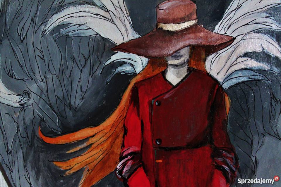 Obraz namalowany na drewnie Anioł przejścia Malarstwo Katowice