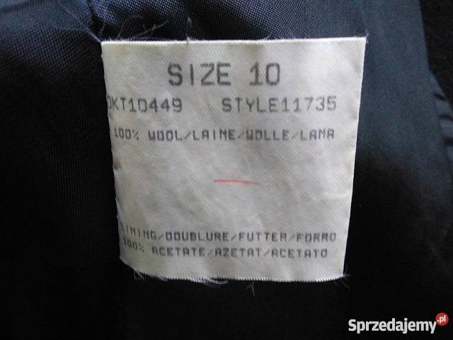 Płaszcz wełniany damski czarny militarny 38 Rozmiar 38(M) Jasło