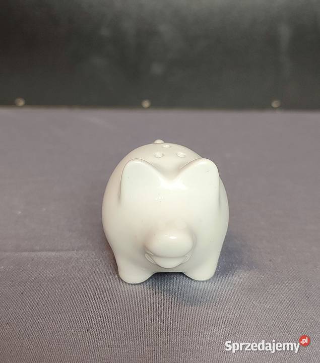 Solniczka świnka ceramiczna biała mini Jasień