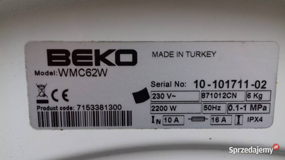 Pralka BECO WMC62W na części padły łożyska Mielec sprzedam