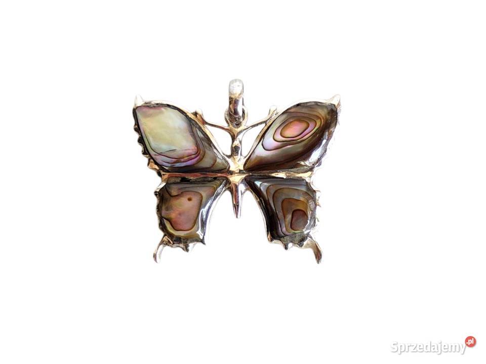 7544 Motyl z Muszlą Abalone w Srebrze