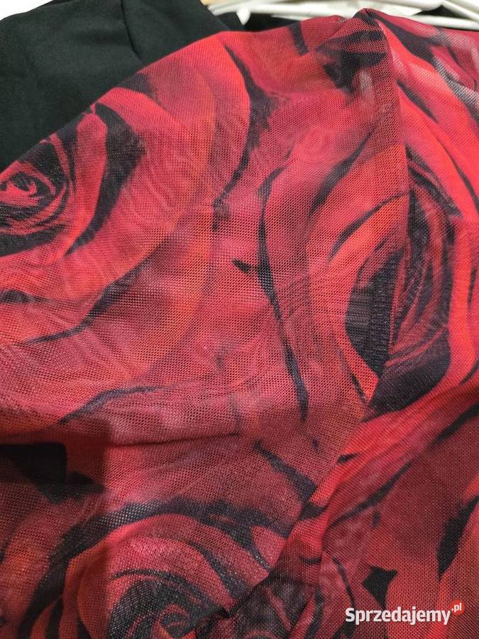 Sukienka z siatki print Róże