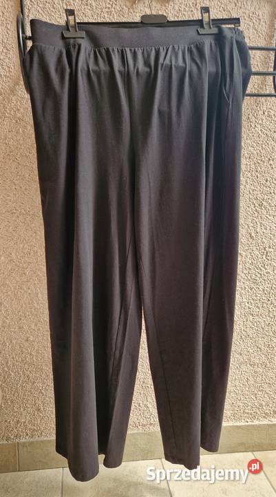 Spodnie damskie szerokie nogawki czarny trykot Lublin