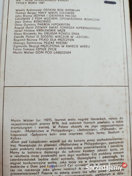 Dom pod łabędziem Walser książki Warszawa