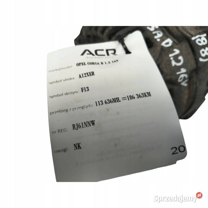 ALTERNATOR Opel Corsa D 12 16V Bosch 0124425057 lubelskie Chełm sprzedam