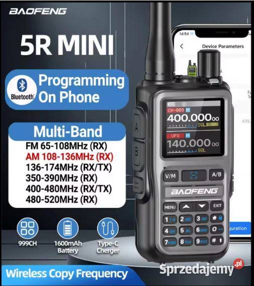 Baofeng UV5R Mini 2m 70 Lotnicze FM AM Płońsk
