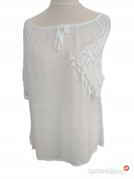 Stylowa Bluzka Damska hiszpanka z koronką biust biały Pątnów sprzedam