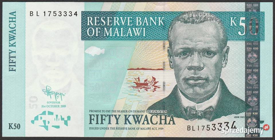 Malawi 50 kwacha 2000 stan bankowy UNC Łódź