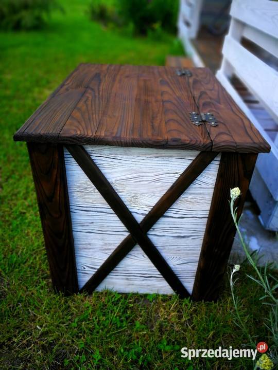 Skrzynia drewniana stolik kawowy opalony Radków sprzedam
