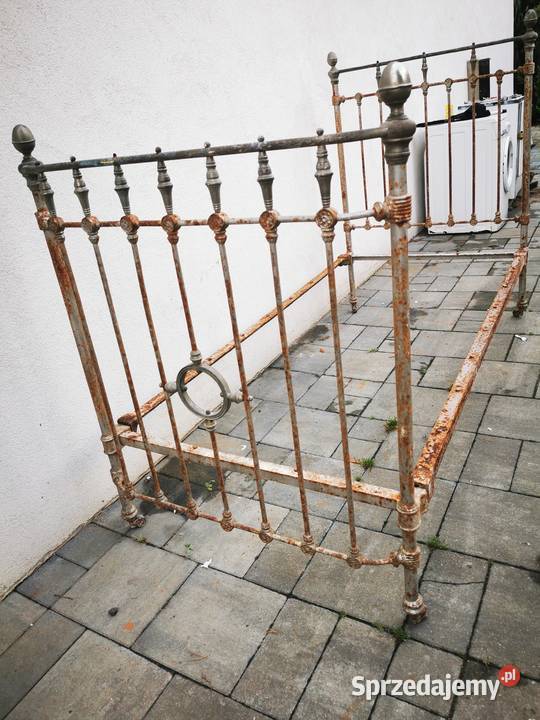Łóżko przedwojenne stalowo mosiężne antyk Czeladź sprzedam
