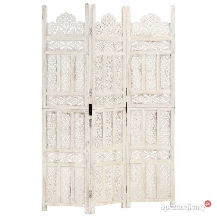 vidaXL Parawan 3panelowy rzeźbiony biały 120x165 Warszawa