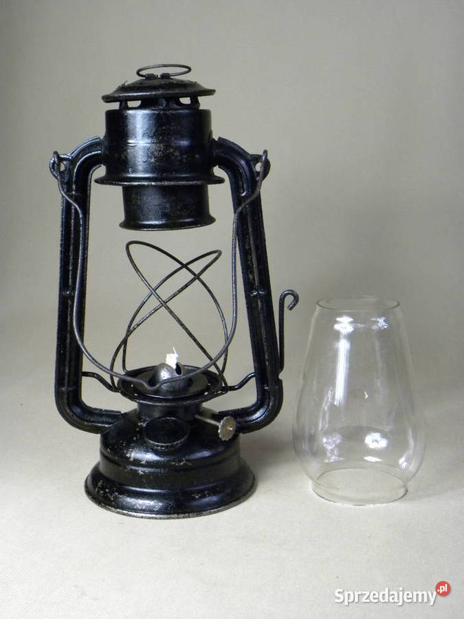 Polska duża lampa naftowa Jupiter 2 czarna Antyki Antyki, Sztuka, Kolekcje Legnica