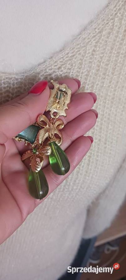 Klipsy zielone Ostrowąs sprzedam