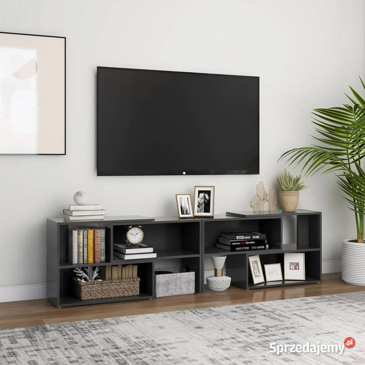 Szafka pod TV szara 149x30x52 materiał Warszawa