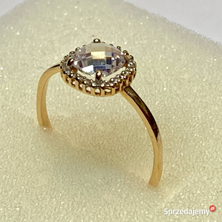 Złoty PIERŚCIONEK 585 14K piękne KAMIENIE