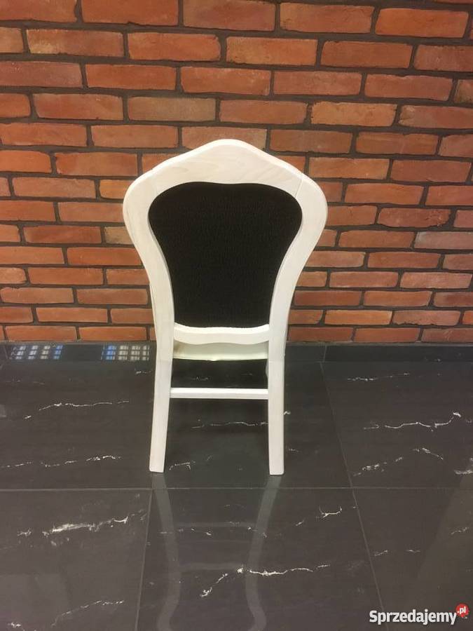 Bukowe krzesło bielone tapicerowane skórą 45cm Września