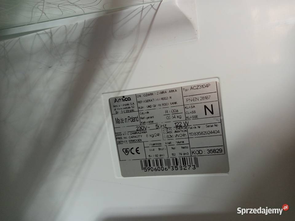 Sprzedam zamrażarkolodówkę Amica ACZ 3104P Lodówki i zamrażarki sprzedam