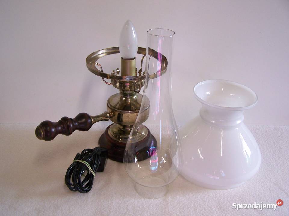 Lampa stołowa nocna w stylu retro szkło mleczne Koszalin