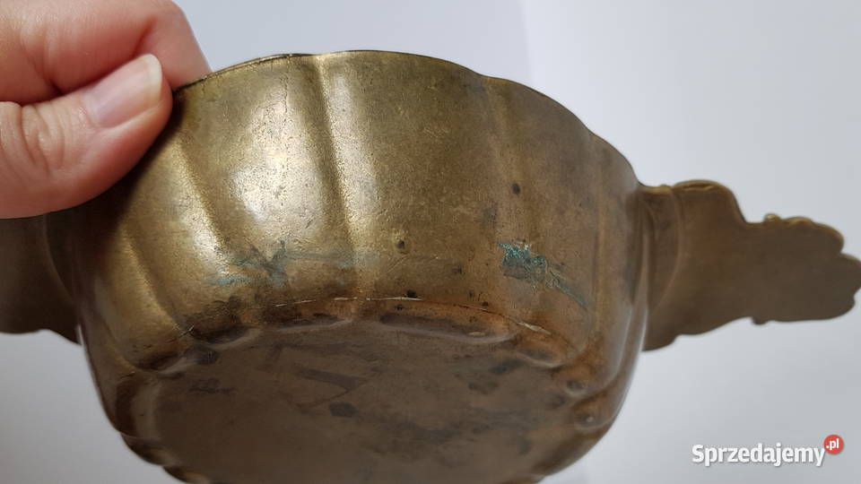 Stara mosiężna miska misa z uszami stare Dąbrowa Górnicza