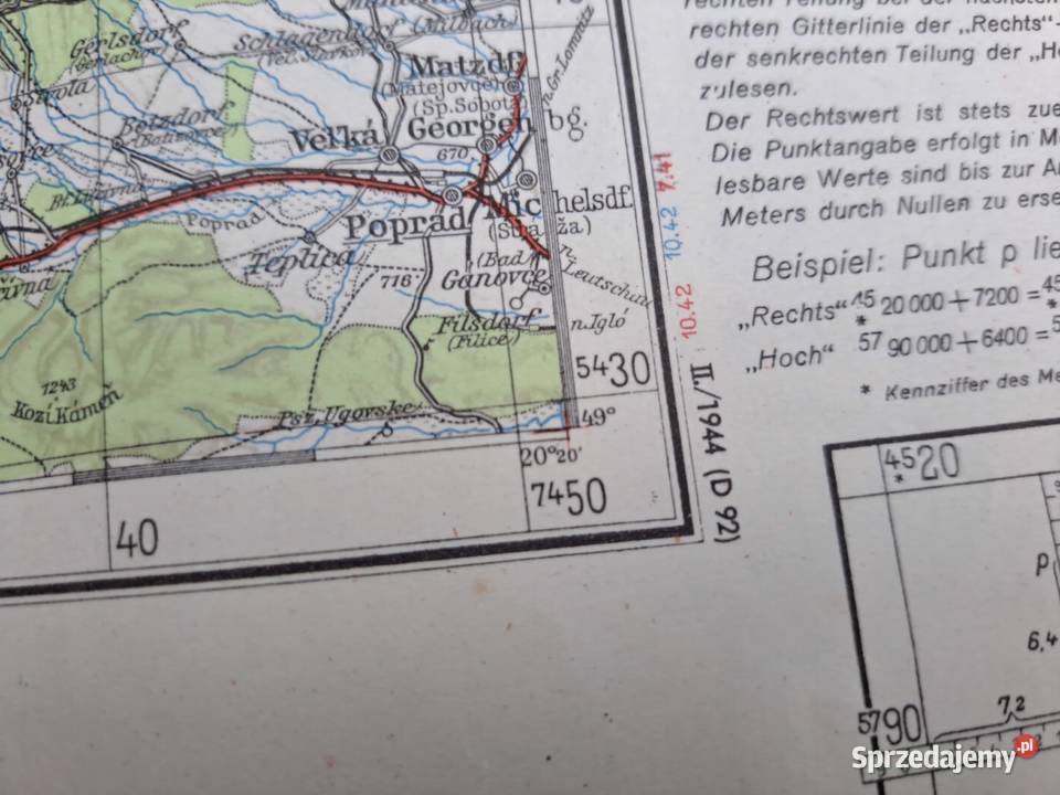 Mapa wojsk niemieckich Polska Q50 Sillein 1944 Szklarska Poręba