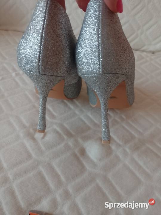 40 Bogato zdobione srebrne szpilki wieczorowe 25.4cm Czółenka Obuwie Kraków