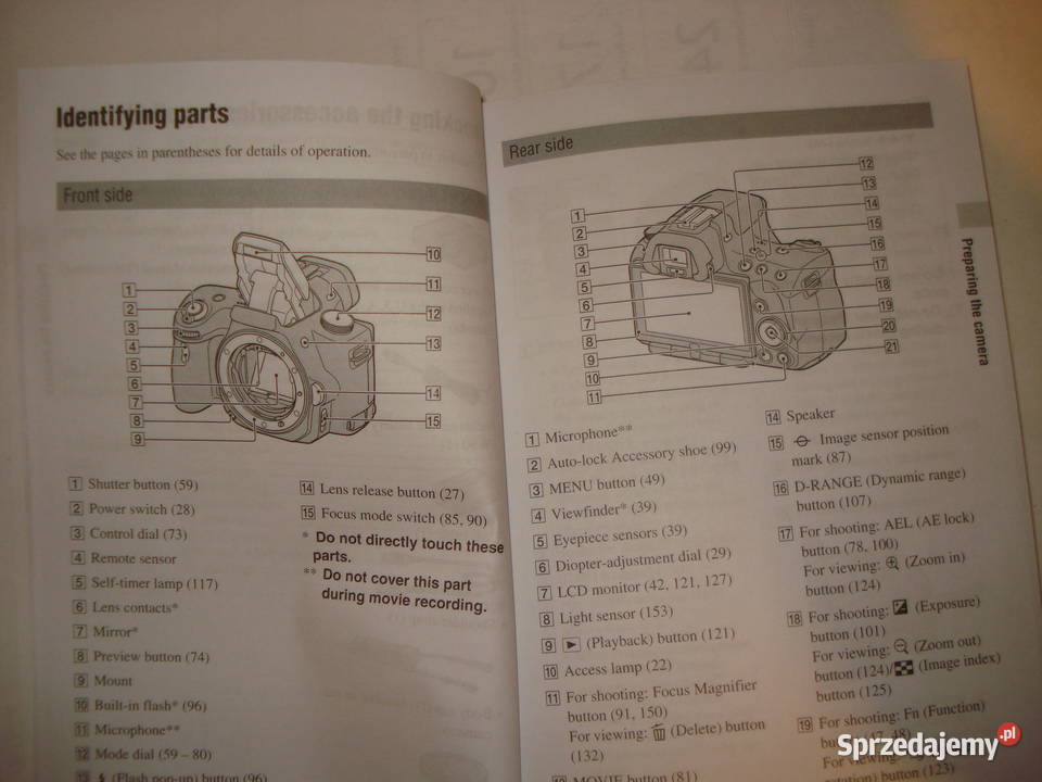 Sony Alfa 55 Alfa 33 instrukcja obsługi Elektronika pomorskie Gdynia