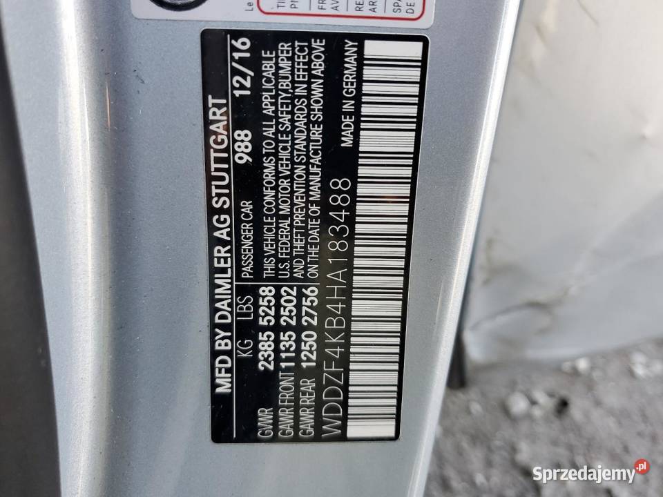 2016 MERCEDESBENZ E 300 4MATIC Częstochowa