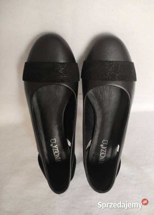 Eleganckie miękkie czarne czółenka skórzane 40 Giżycko