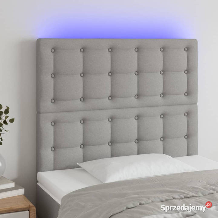 Zagłówek do łóżka z LED jasnoszary 90x5x118128
