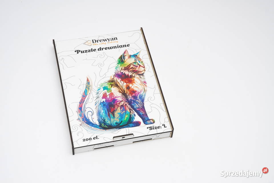 Puzzle Drewniane Premium EKO Układanka KOT Łódź