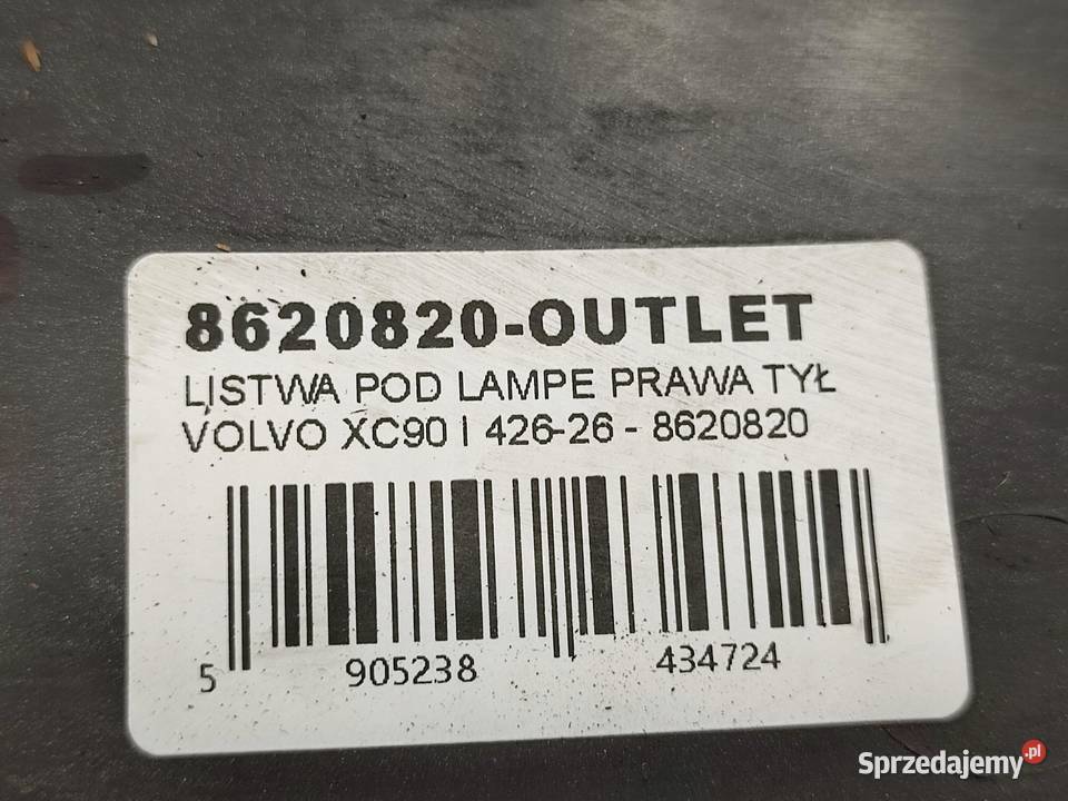 LISTWA POD LAMPĘ PRAWY TYŁ VOLVO XC90 I 275 2002 osobowe sprzedam