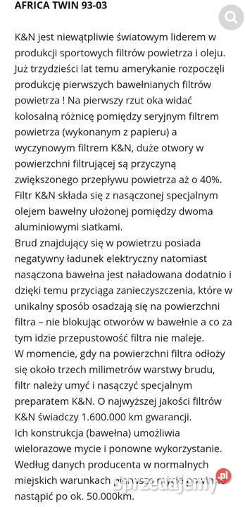 Honda xrv 750 filtr powietrza kn Jasło