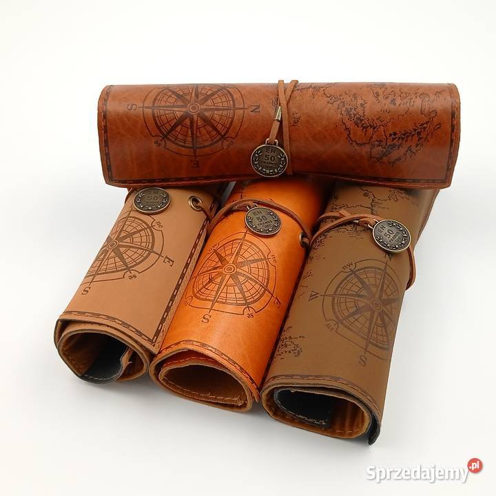 Piórnik szkolny zwijany skórzany mapa