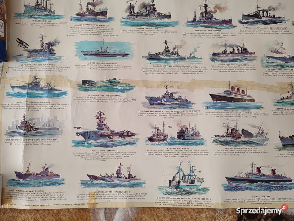 Francuski stary plakat historia marynarki Pozostałe Białystok