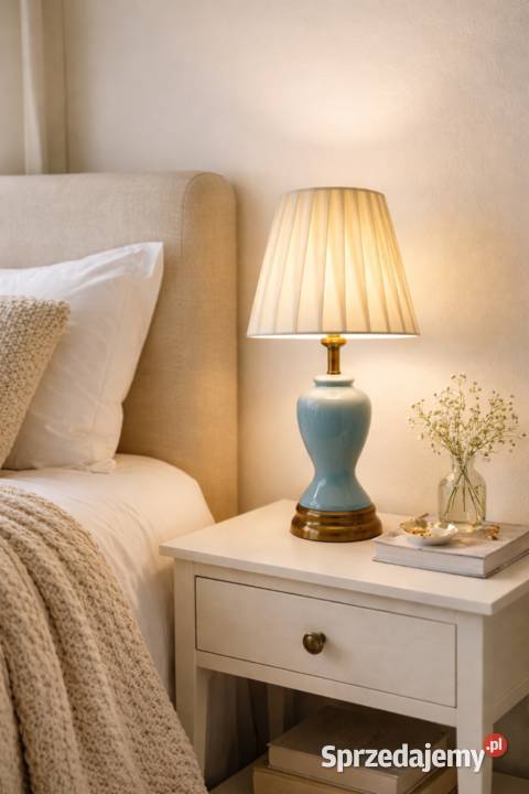Lampa stołowa 47 ceramiczna podstawa plisowany Wólka Kosowska sprzedam