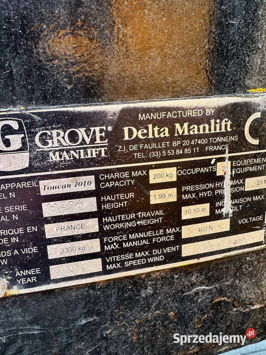 podnośnik słupowy obrotowy GROVE Toucan 1010