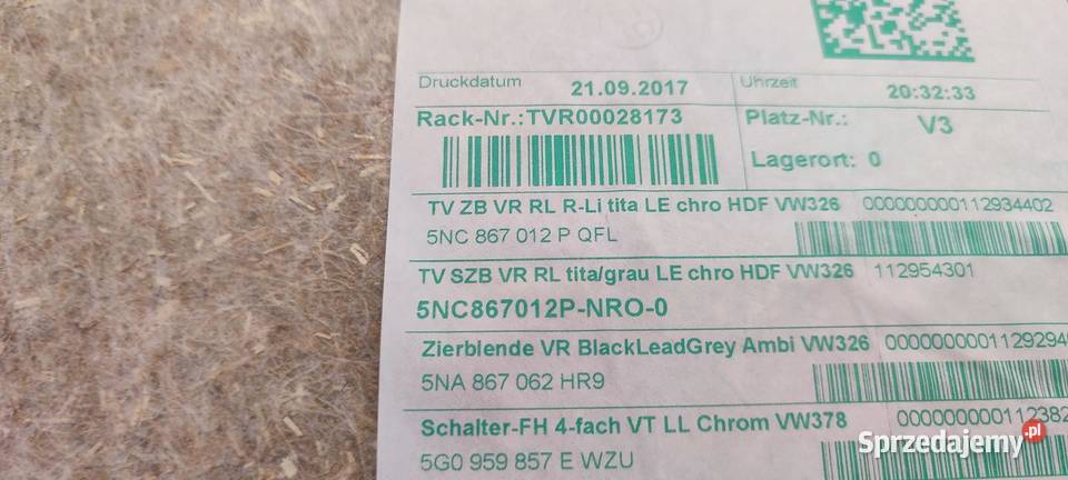 VW TIGUAN II BOCZEK DRZWI PRAWY PRZÓD RHD ALGLIK